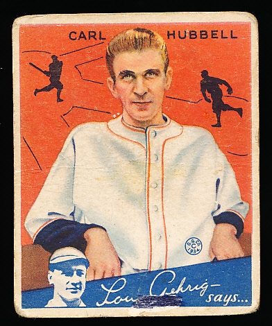 1934 Goudey Baseball- #12 Carl Hubbell, Giants