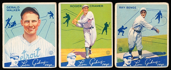 1934 Goudey Baseball- 3 Diff