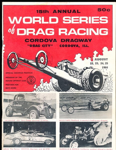 August 22-25, 1968 World Series of Drag Racing @ Cordova, IL Program