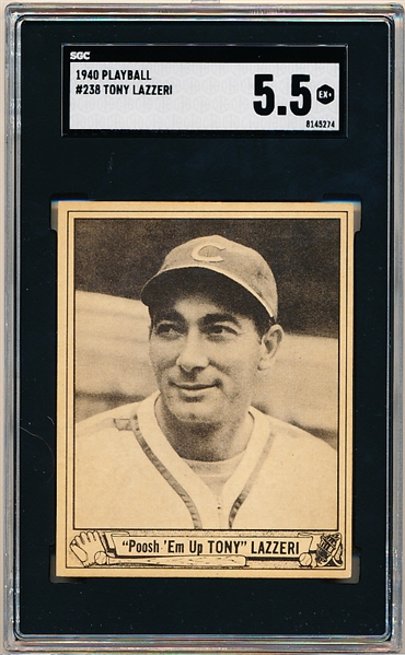 1940 Playball Baseball- #238 Tony Lazzeri- Hi#- SGC 5.5 (Ex+)