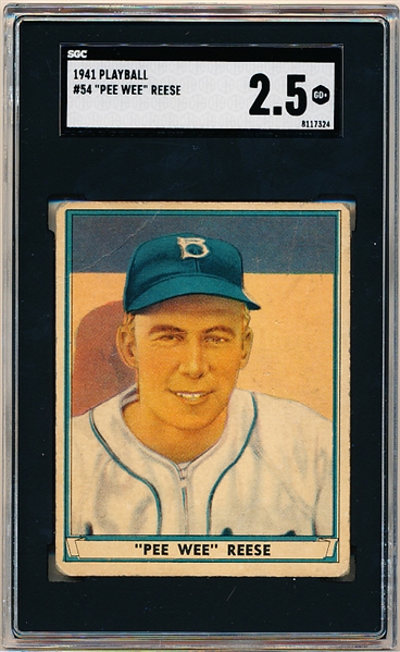 1941 Playball Baseball- #54 Pee Wee Reese RC, Dodgers- SGC 2.5 (GD+)- Hi#