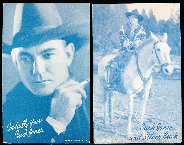 1930’s-40’s Exhibit Western Movies Blue Tint Cards- 2 Diff. Buck Jones