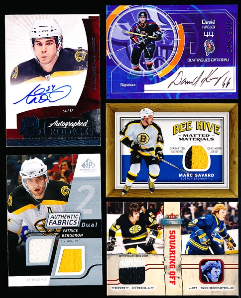 Boston Bruins- 12 Diff. Certified Autograph/ Game-Worn Jersey Inserts Clean-Up Group