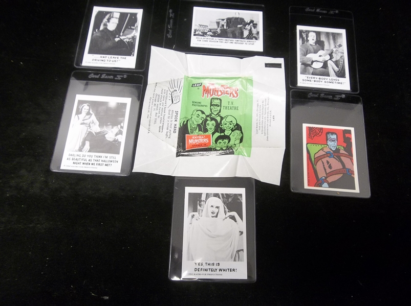 1964 Leaf “The Munsters”- 5 Diff. Cards, 1 Sticker, & Wrapper