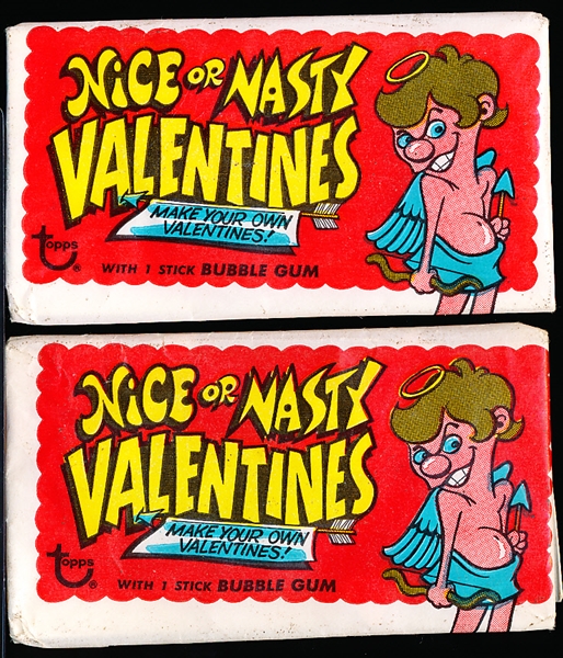1971 Topps “Nice or Nasty Valentines”- Two Unopened Wax Packs