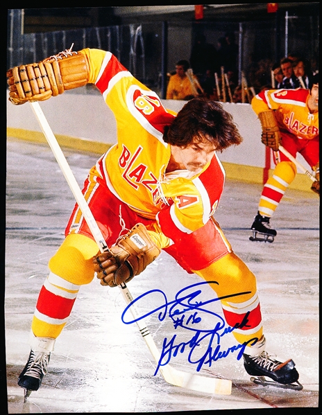 Autographed Derek Sanderson WHA Blazers Color Approx. 8” x 10-½” Photo from Magazine/Book