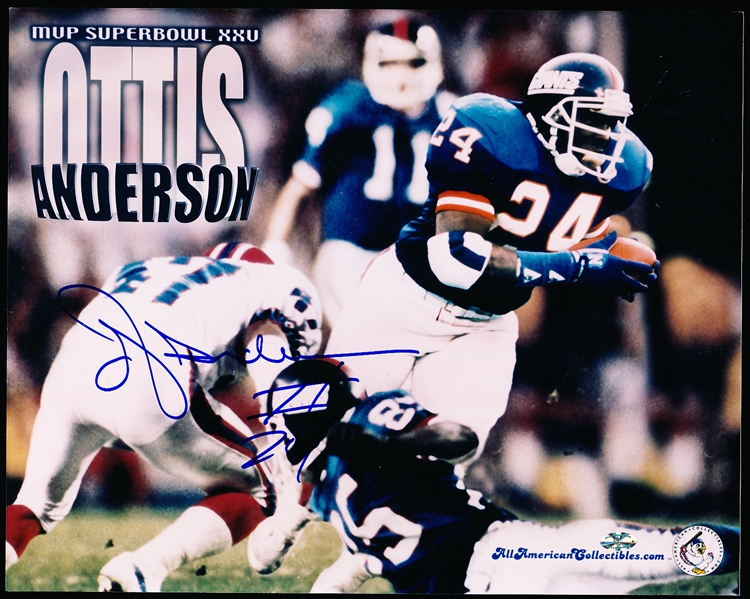 Autographed Ottis Anderson New York Giants NFL Color 8” x 10” Game Super Bowl XXV Action Photo