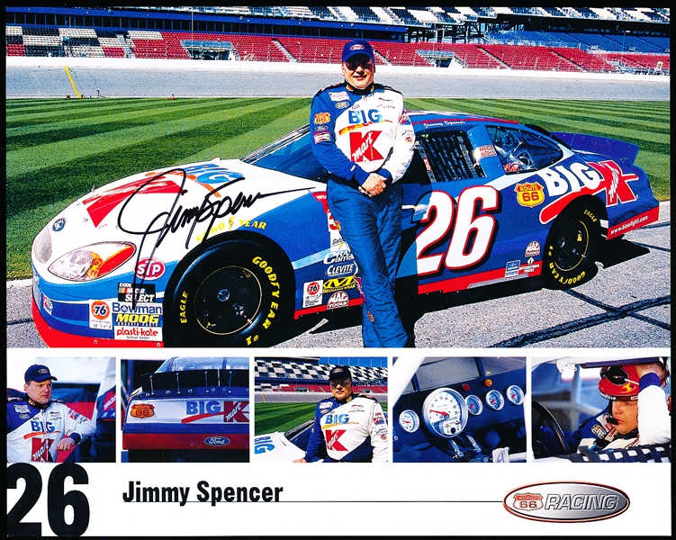 Autographed 2000 NASCAR Jimmy Spencer K-Mart #26 Ford 8” x 10” Color Handout