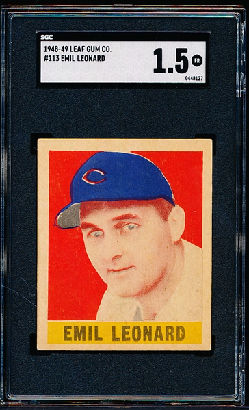 1948-49 Leaf Baseball- #113 Emil Dutch Leonard, Cubs- SGC 1.5 (Fair)- SP!