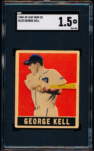 1948-49 Leaf Baseball- #120 George Kell, Detroit Tigers- SGC 1.5 (Fair)- SP!