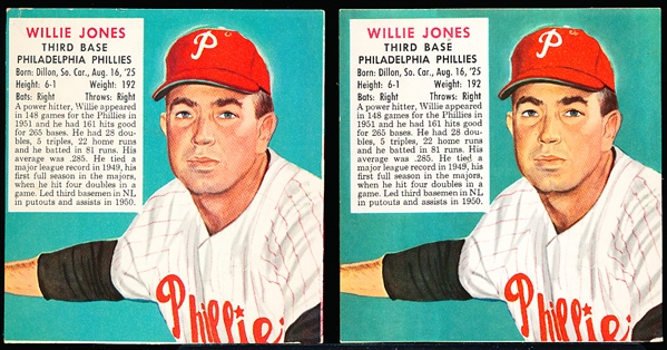 1952 Red Man Tobacco Bb No Tab- Willie Jones, Phillies- 2 Cards