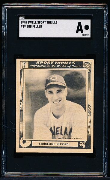 1948 Swell Sports Thrills- #19 Bob Feller- SGC A (Authentic)