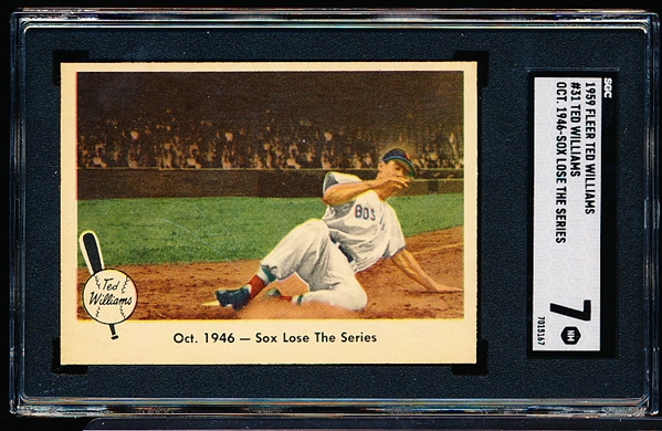 1959 Fleer “Ted Williams” Baseball- #31 “Oct.1946- Sox Lose The Series”- SGC 7 (NM)