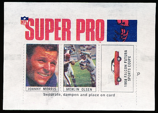 1967 American Oil “All-Pro Stamps”- 1 Unseparated Panel
