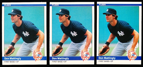 1984 Fleer Bsbl. #131 Don Mattingly RC- 3 Cards