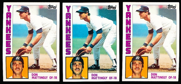 1984 Topps Bsbl. #8 Don Mattingly RC- 3 Cards