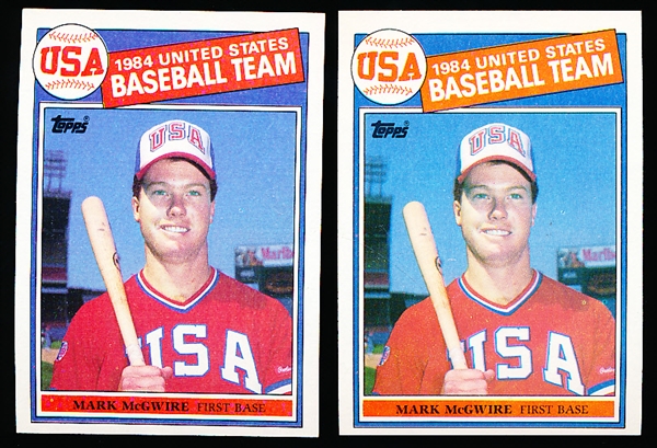 1985 Topps Bsbl. #401 Mark McGwire Team USA RC- 2 Cards