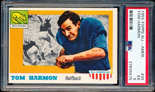 1955 Topps All-American Football- #35 Tom Harmon, Michigan- PSA Ex 5 