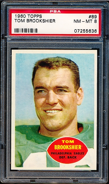 1960 Topps Football- #89 Tom Brookshier, Eagles- PSA Nm-Mt 8