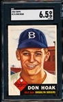 1953 Topps Baseball- #176 Don Hoak, Dodgers- SGC 6.5 (Ex-Nm+)