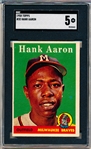 1958 Topps Baseball- #30 Hank Aaron, Braves- SGC 5 (Ex)