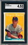 1958 Topps Baseball- #47 Roger Maris, Cleveland- Rookie! – SGC 4.5 (Vg-Ex+)