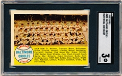 1958 Topps Baseball- #408 Baltimore Orioles Team- Numerical Back Variation- SGC Vg 3