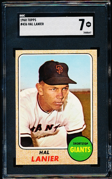 1968 Topps Baseball- #436 Hal Lanier, Giants- SGC 7 (NM)