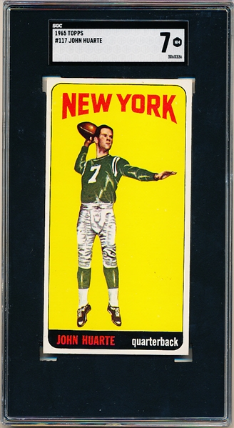 1965 Topps Football- #117 John Huarte, Jets- SGC 7 (NM)