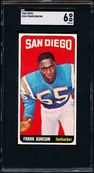 1965 Topps Football- #156 Frank Buncom, San Diego- SGC 6 (Ex-Nm)