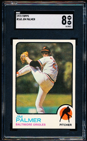 1973 Topps Baseball- #160 Jim Palmer, Orioles- SGC 8 (Nm-Mt)