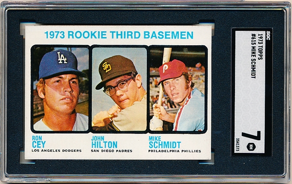 1973 Topps Baseball- #615 Mike Schmidt RC- Hi#- SGC 7 (NM)