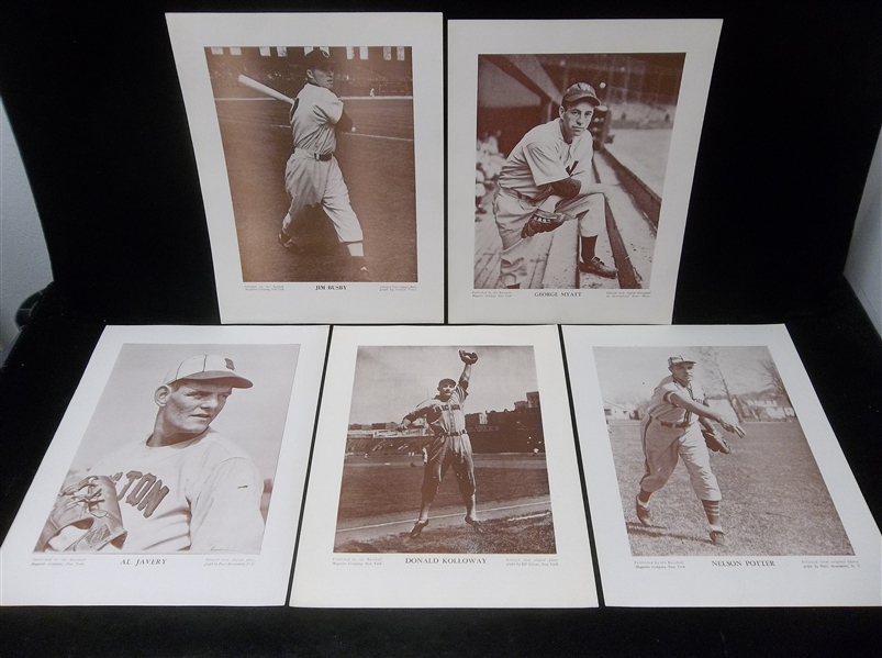 1910-1957 Baseball Magazine Player Posters- 5 Diff