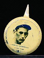 1938 Our National Game Pin- No Paper Backing Card- Charlie Gehringer, Detroit Tigers