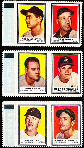 1962 Topps Bb Stamp Pairs with Tabs- 3 Diff
