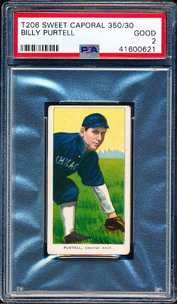 1909-11 T206 Bb- Billy Purtell, Chicago Amer- PSA Good 2- Sweet Caporal 350 (Factory 30)