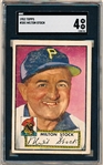 1952 Topps Baseball- #381 Milton Stock, Pirates- Hi#- SGC 4 (Vg-Ex)