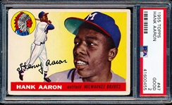 1955 Topps Baseball- #47 Hank Aaron, Braves- PSA Good 2 