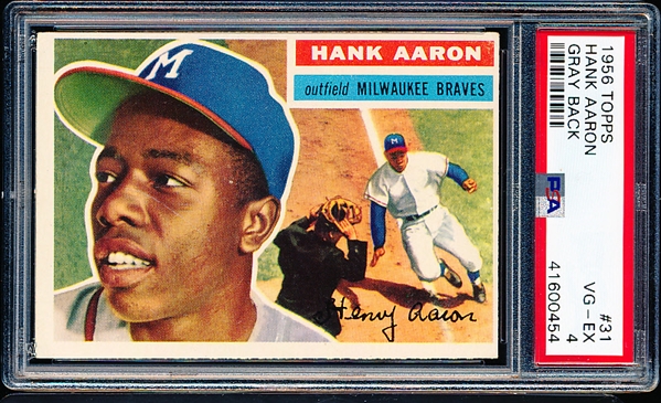 1956 Topps Baseball- #31 Hank Aaron, Braves- PSA Vg-Ex 4 