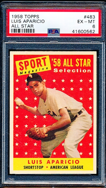1958 Topps Baseball- #483 Aparicio AS- PSA Ex-Mt 6 