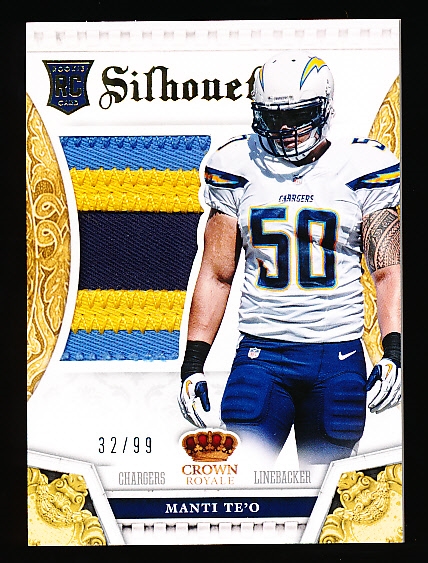2013 Crown Royale Ftbl.- “Silhouette Rookie Prime”- #22 Manti Te’o, Chargers- #32/99