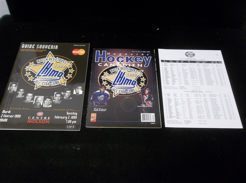 March 2, 1999 Quebec Major Junior Hockey League All-Star Game Magazine & Souvenir Guide with 48 Perforated Card Set