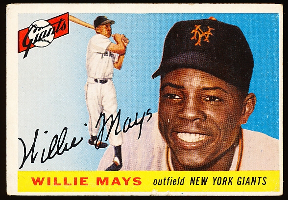 1955 Topps Baseball- #194 Willie Mays, Giants- Hi#