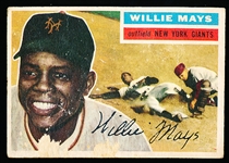 1956 Topps Baseball- #130 Willie Mays, Giants- Gray Back