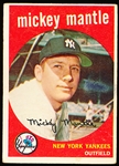 1959 Topps Baseball- #10 Mickey Mantle, Yankees
