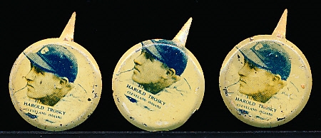 1938 Our National Baseball Game Pins- Harold Trosky, Cleveland Indians- 3 Pins