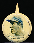 1938 Our National Game Baseball Pins- Hank Greenberg, Detroit Tigers- 2 Pins
