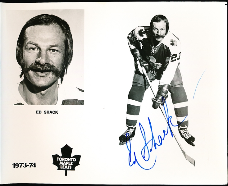 Autographed 1973-74 Toronto Maple Leafs NHL Team Issued 8” x 10” Photo- Eddie Shack