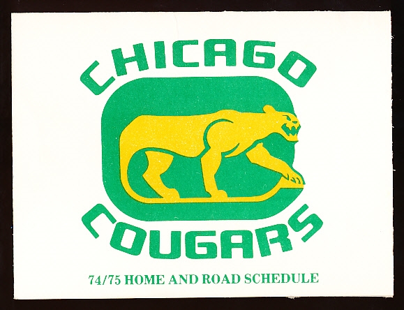 1974-75 Chicago Cougars WHA Pocket Schedule