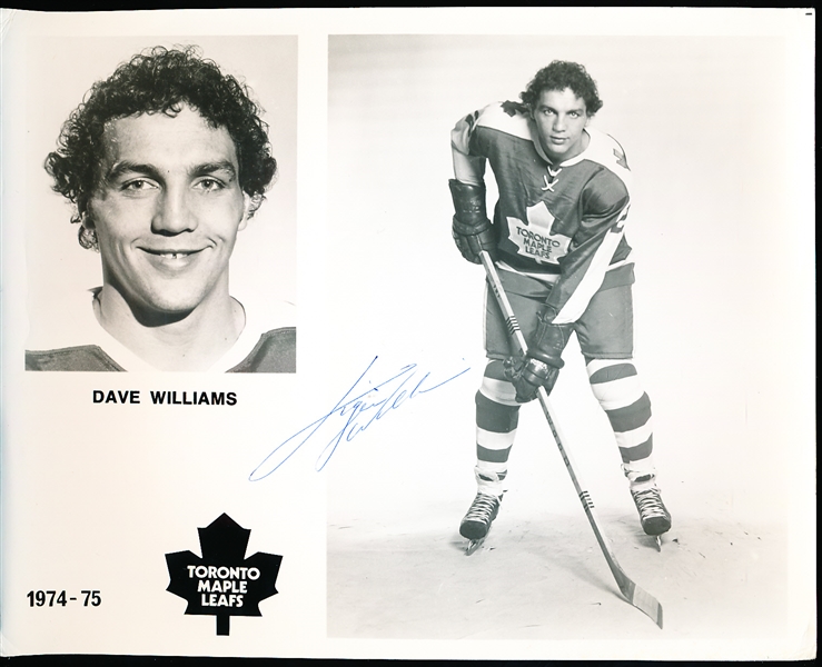 Autographed 1974-75 Toronto Maple Leafs NHL Team Issued 8” x 10” Photo- Dave “Tiger” Williams